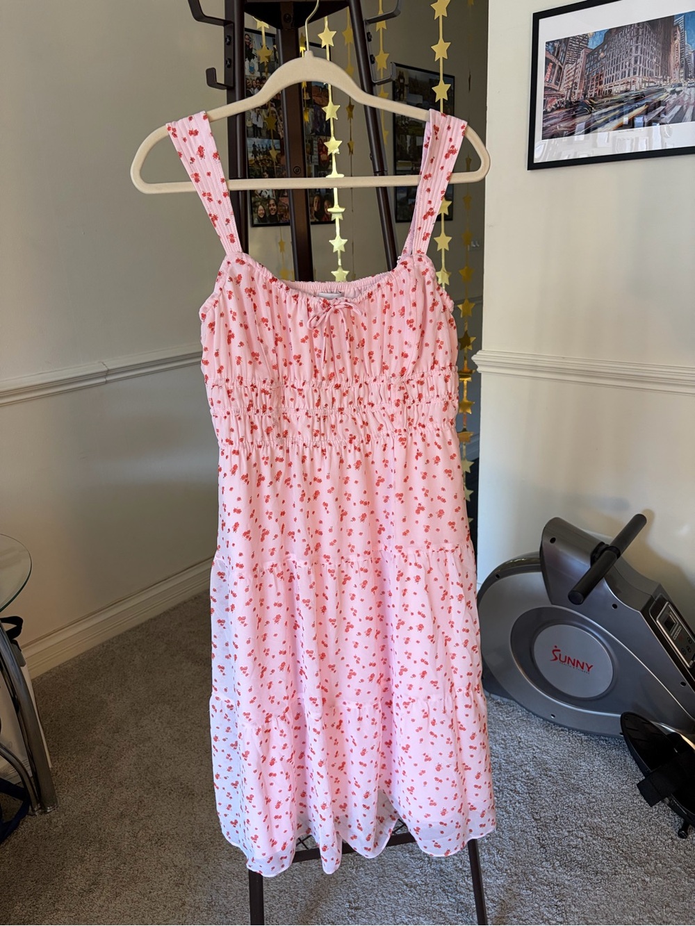 Aritzia Sunday Best Pink Floral Sundress with Smocked Bodice